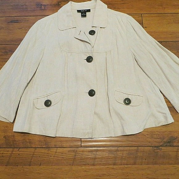 ( FINAL) STYLE & CO. VTG. TAN LINEN JACKET - Picture 1 of 4